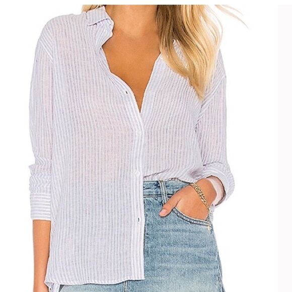 Rails Button Back Sydney Sparkler Striped Linen Lightweight Summer Shirt Small - Picture 4 of 9